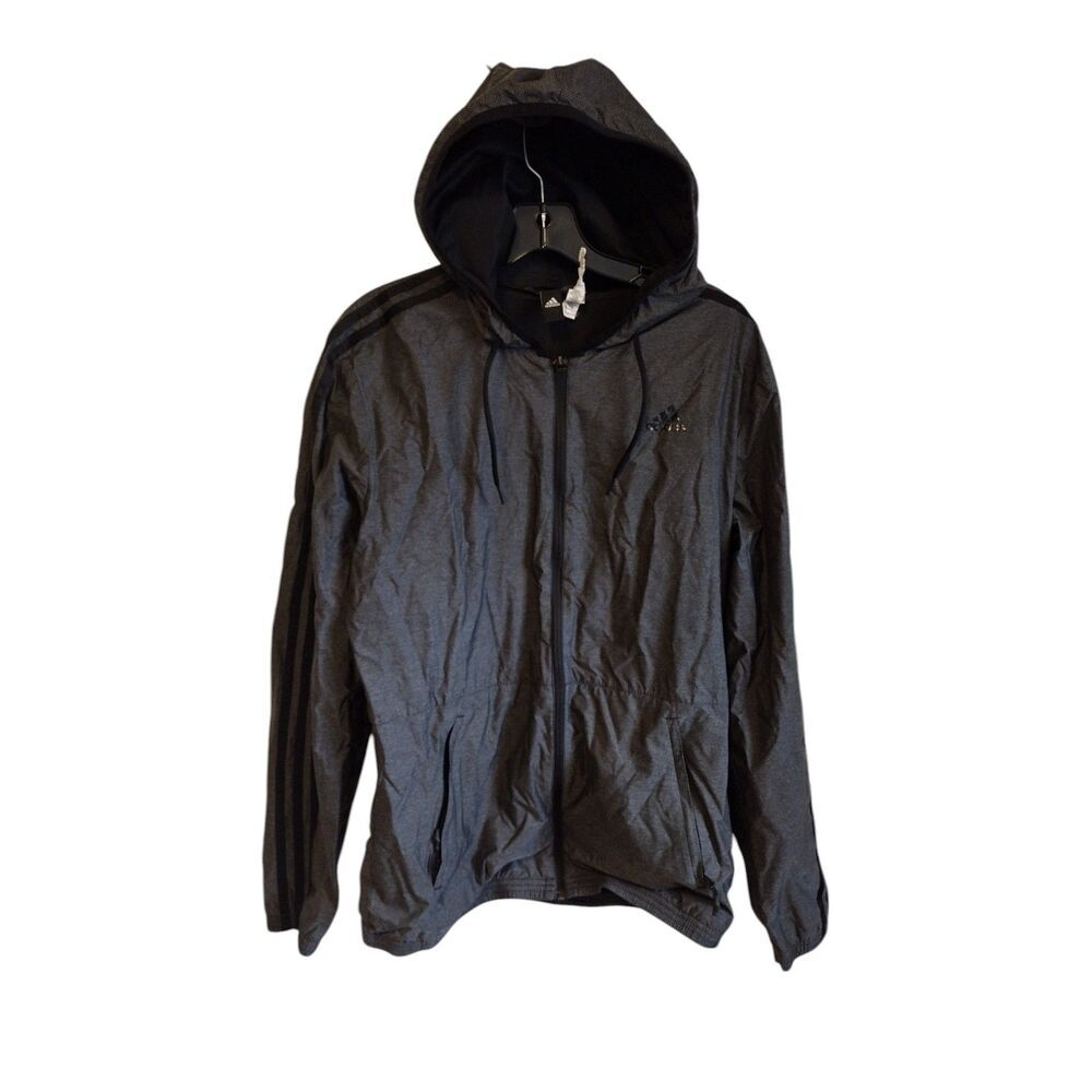 Adidas Full zip Charcoal Grey hooded‎ Windbreaker Jacket